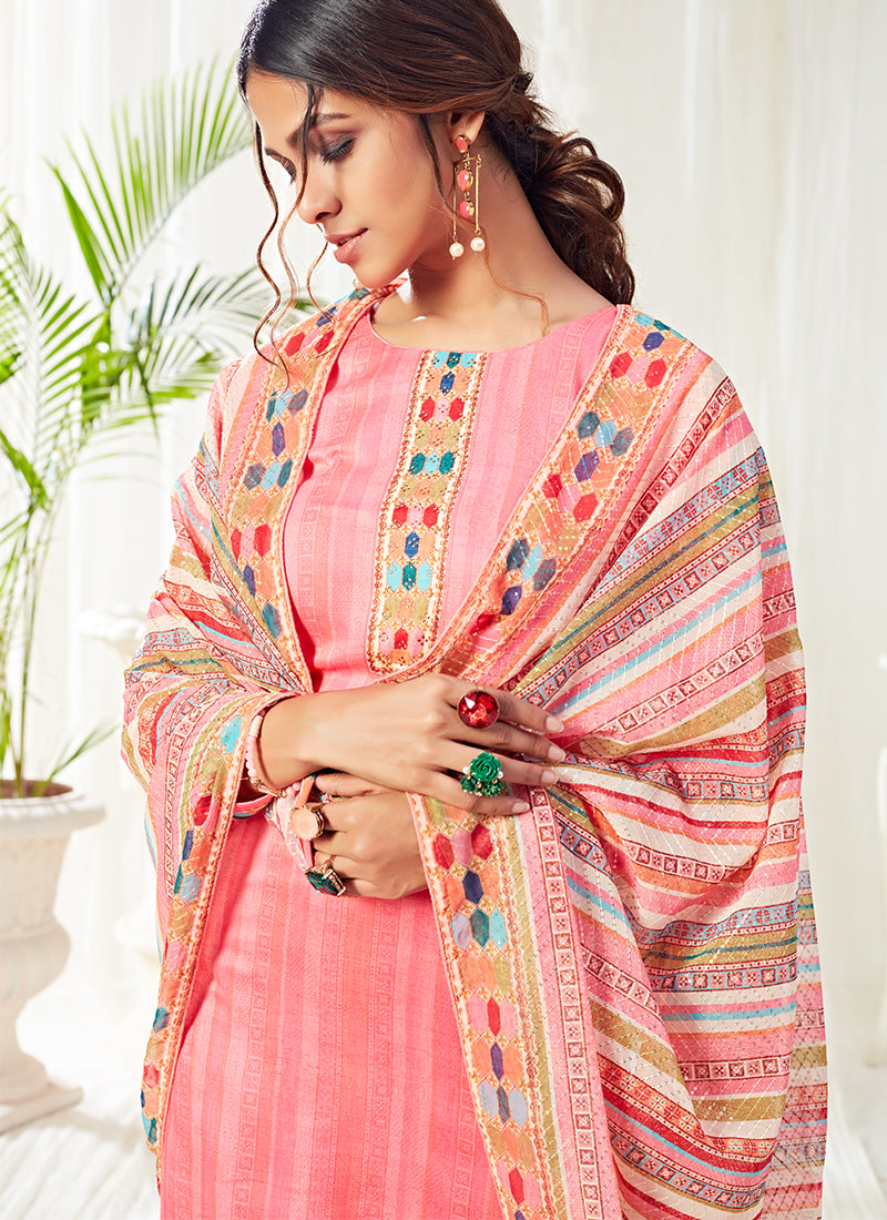 Alizeh Bliss 10005 Pink Cotton Digital Printed Dupatta Salwar Suit