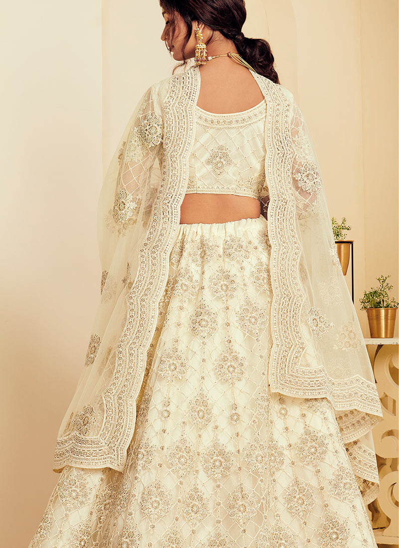 Alizeh The White Bride Off White Heavy Embroidered Net Lehenga Choli set