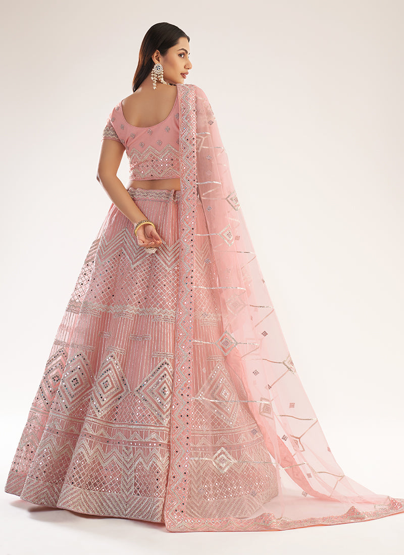 Alizeh Bridal Heritage Premium Baby Pink Heavy Embroidered Net Bridal Lehenga