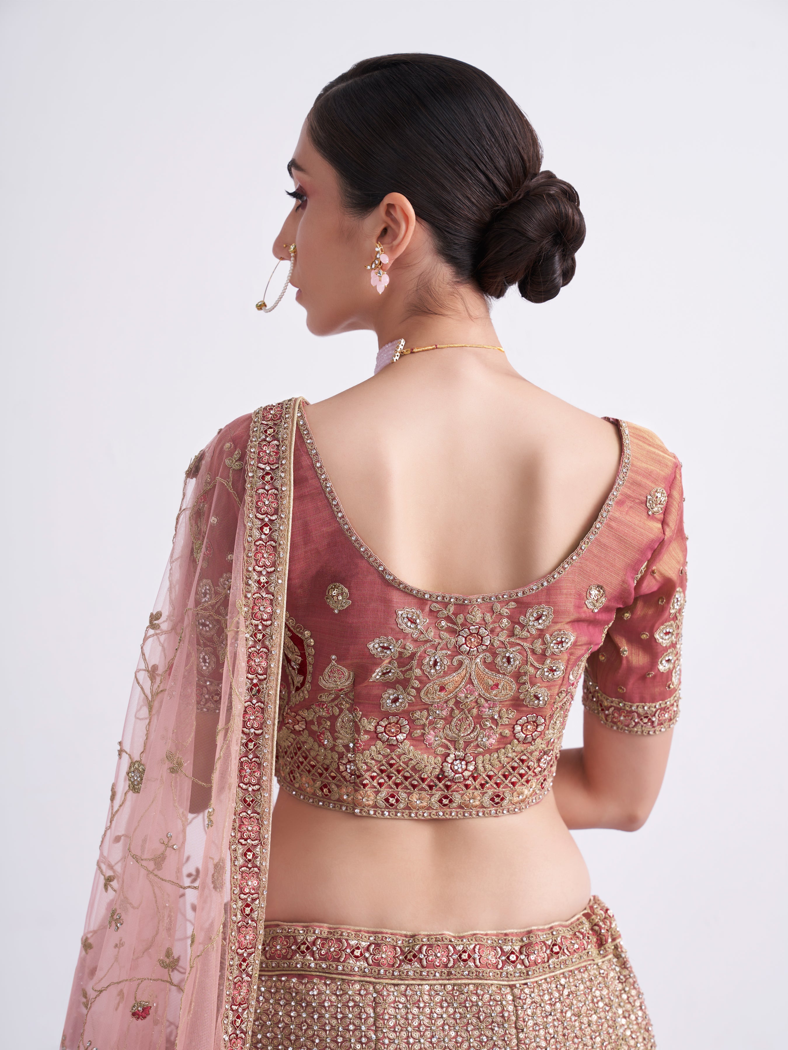 Alizeh Bridal Heritage Premium Shaded Rust Heavy Embroidered Shaded Silk Designer Lehenga