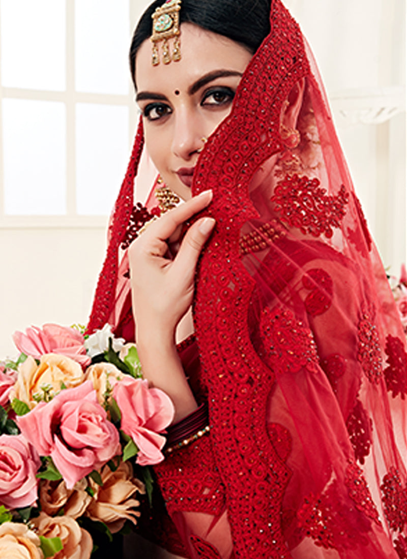 Alizeh Bridal Heritage Red Heavy Embroidered Lehenga Choli